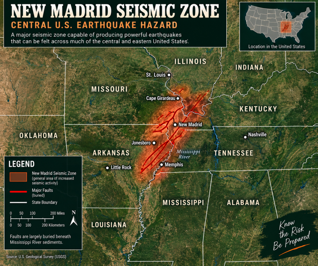 New Madrid fault map