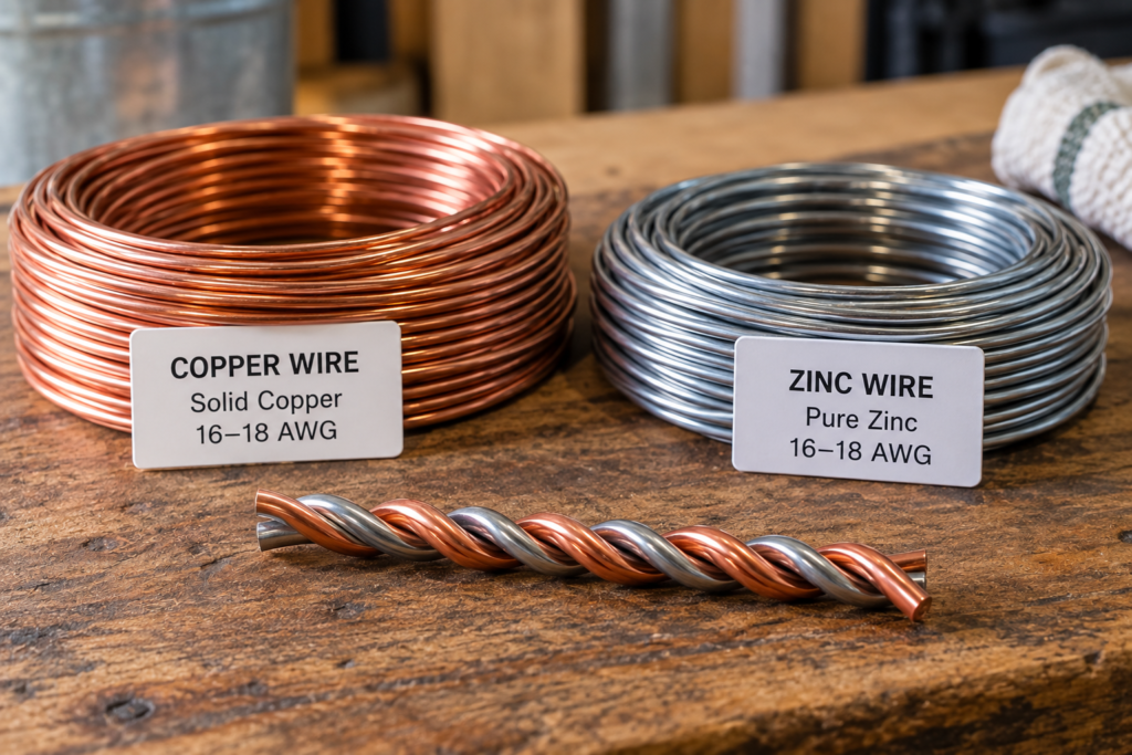 copper wire bundle and zinc wire bundle