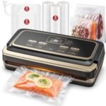 Vacuum Sealer Machine 95kpa Precision Food Sealer Double Heat Seal | 230W Powerful Suction Food Sealer, Easy-Lock Handle, Built-in Cutter & Bag Storage, Includes Starter Kit (3 Rolls & 10 Bags)