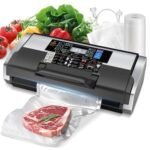 95KPa 10-in-1 Commercial Vacuum Sealer Double Heat Seal Device | Equipped with easy-lock handle, built-in cutter, sealed hose, 1 roll + 15 vacuum bags for food preservation Black Silver