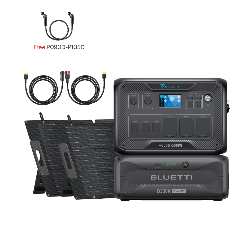 BLUETTI AC500+B300K+2*200W Solar+RV Cable (Free - AC500+B300K+2*200W Solar+RV Cable (Free P090D-P150D Cable) | 5000W, 2764.8Wh, 400W Solar Kit