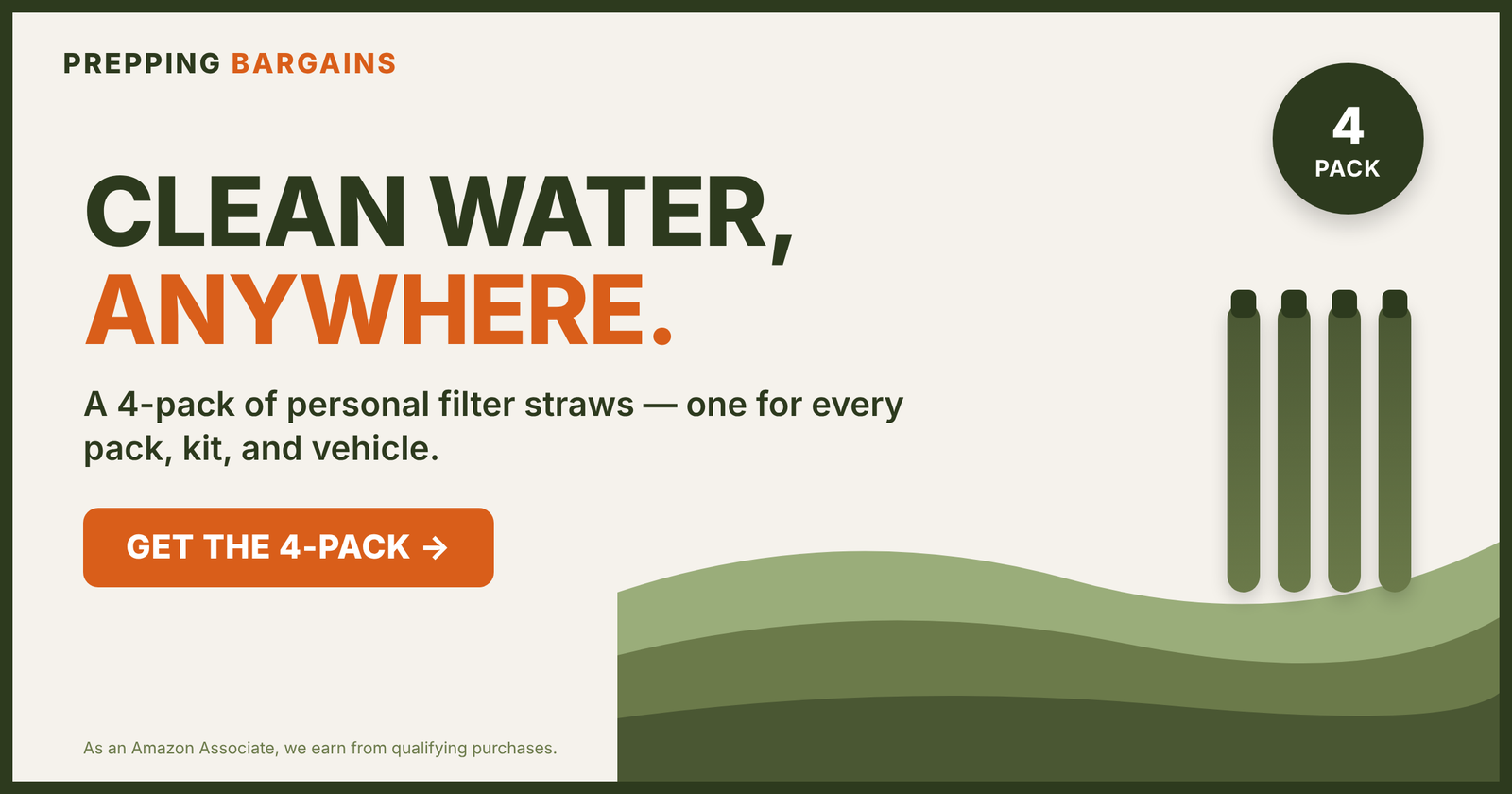 4-Pack Personal Water Filter Straws — Prepping Bargains